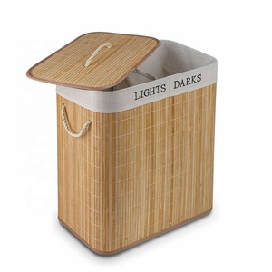 100 L khối lượng lớn hình chữ nhật tre tự nhiên gấp giặt <span class=keywords><strong>Hamper</strong></span> với nắp và túi có thể tháo rời - Product Image 4