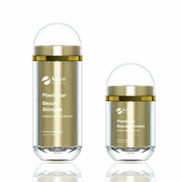 Bouteille de capsules de vitamines en plastique à double couche dorée personnalisée avec bouchon à vis scellé 35ml 65ml 80ml 115ml