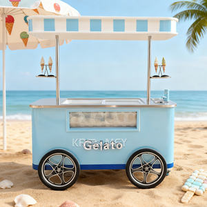 Carrito de Comida Móvil para Exteriores con Vitrina Congeladora de Helados y Gelatos, Ideal para Venta de Flores - Product Image 3