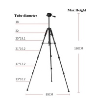 Trépied de studio photo numérique portable et extensible T180 léger pour appareil photo, smartphone et selfie