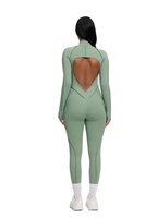 Combinaison de sport haut de gamme pour femme, sexy, ajustée, à manches longues avec fermeture éclair, combinaison de sport tendance