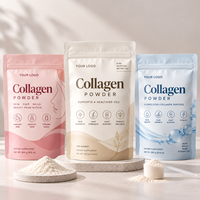 Sachet de poudre de collagène personnalisé OEM, emballage de poudre super-alimentaire à marque privée avec fermeture éclair refermable