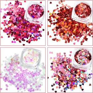 12 Boxen Red Valentine's Love Herz Nail <span class=keywords><strong>Art</strong></span> Pailletten <span class=keywords><strong>Kits</strong></span> Red Shining Flakes Herzförmiges Nail Glitter Set zum Valentinstag - Product Image 2