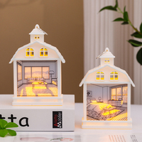Adorable lampe de table moderne en forme de maison LED blanc chaud à piles veilleuse pour la décoration intérieure