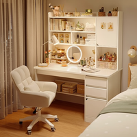 Bureau d'étude pour étudiants, bureau intégré avec étagère et bibliothèque, bureau d'ordinateur pour chambre à coucher, bureau multifonctionnel en MDF