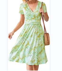 Abito con stampa personalità da donna con stampa On-demand stile dipinto a olio stile corto Sexy Casual a vita a mezza barca - Product Image 3