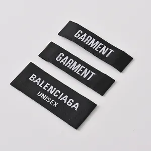 Label Patch Custom Black Damask Neck Labels Personalised Woven End Fold Label Name Logo Clothes Collar Sew On Label For Clothing