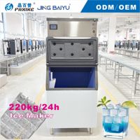Mesin Pembuat Es Batu Berpendingin Air 220kg Otomatis Cepat untuk Bisnis Restoran Hotel Buffet