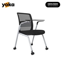 Chaise de formation pliable moderne avec tablette d'écriture, chaise de bureau à dossier en maille sur roulettes pour salle de conférence, école, université