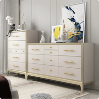 Commode à sept tiroirs en bois massif, meuble TV moderne de luxe léger pour chambre à coucher, meuble de rangement polyvalent pour salon