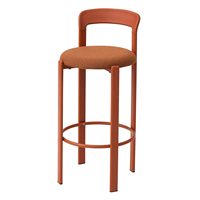 Tabouret de bar Rey minimaliste nordique avec coussin, chaise haute de bar en métal avec dossier pour comptoir de cuisine