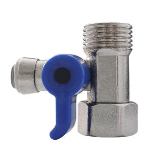 Válvula de tres vías para purificador de agua, 1 entrada, de aleación, con mango azul, para sistema de ósmosis inversa - Product Image 3