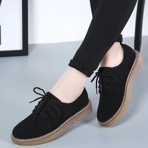 Drioshipping nuevos zapatos de mujer informales de estilo británico con cordones de tacón plano de piel de vaca de cuero genuino para Otoño e Invierno - Product Image 2