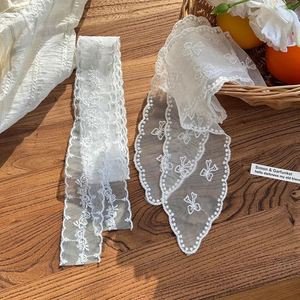 Pañuelo de encaje vintage para el cabello, diadema de lazo dulce de verano, banda para el cabello con decoración de cinta elegante, pañuelo largo y estrecho para el cuello, collar de moda - Product Image 2