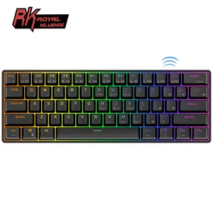 로얄 Kludge Rk Rk61 광동 사용자 정의 61 키 미니 게임 Tastiera Oem 무선 Rgb 기계식 키보드 게이머 휴대용