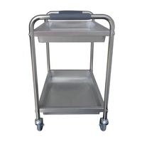 Chariot de service de cuisine professionnel robuste à 2 niveaux en acier inoxydable ignifuge, hauteur réglable