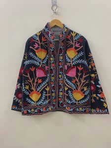 เสื้อแจ็คเก็ตกำมะหยี่ปักลายสัตว์สไตล์ซูซานี  กระดุมติด  รักษ์โลก ระบายอากาศได้ดี  เหมาะสำหรับฤดูหนาว  สไตล์วินเทจโบโฮ  ผู้ผลิต OEM จากอินเดีย  ผ้าฝ้ายทอ - Product Image 6