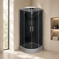 Cabine de douche Quadrant de fabricant de premier plan avec cadre chromé et panneau de massage multi-jets, porte en verre fumé