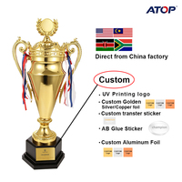 Trophée de récompense en métal personnalisé JINZUN avec logo, grande taille, trophée de football en métal, coupe de champion de ligue de football