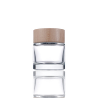 Cylindre de luxe transparent vide de 50ml, 100ml, 150ml, 200ml, contenant en verre avec couvercle en bois, vente en gros, livraison gratuite
