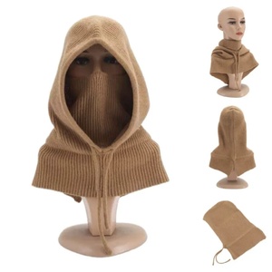 Bonnet en tricot avec cordon de serrage intégré, bonnet, écharpe et <span class=keywords><strong>masque</strong></span> facial tout-en-un pour femmes, bonnet en tricot pour la protection contre le froid - Product Image 1