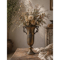 Vase Urne Classique en Métal avec Poignée, Objets Décoratifs Vintage Européens, Décorations Florales