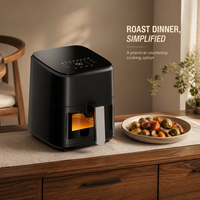 Friteuse à air électrique moderne en plastique de 4,5 L, sans huile, avec fenêtre de visualisation et commande manuelle, idéale pour la maison et les camping-cars