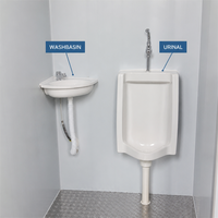 Cabine de toilettes portable préfabriquée avec structure en aluminium et panneaux en acier, dotée d'un urinoir en céramique, pour usine et atelier