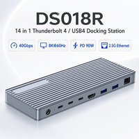 Dock Thunderbolt 4 14-in-1 40Gbps 90W PD 8K+60Hz untuk Ethernet 2.5G USB 10Gbps Tersedia