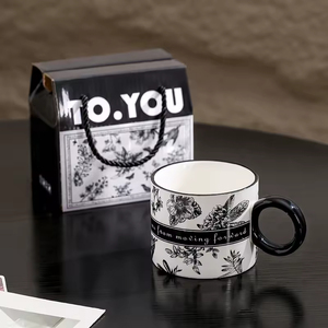 Modern American Style 200ml Ceramic <b>Mug</b> with Tray High Appearance Coffee Cup Small Gift Souvenir Gift <b>Box</b> Set - Product Image 4