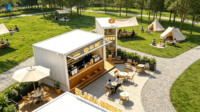 Kiosque de café modulaire préfabriqué en acier pour extérieur, café pop-up, kiosque de parc, camping, commerce de détail, appartement, villa, hôtel