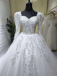 Robe de mariée de luxe S1362N, nouvelle version, style princesse, longue traîne, manches longues, perles lourdes, haute qualité, style féerique - Product Image 3