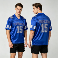 T-shirt unisexe surdimensionné TANGMING de haute qualité, style américain, en jersey, avec strass, 100 % polyester, 220 grammes, col en V sportif, séchage rapide