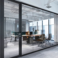 Usine directe 12mm verre clair bureau cloison modulaire salle privée diviseurs verre bureau séparation pleine hauteur systèmes muraux