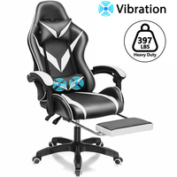 Chaise de jeu la moins chère en gros, chaise de jeu de course moderne à dossier haut avec lumière LED, chaise pivotante RVB avec repose-pieds et haut-parleurs