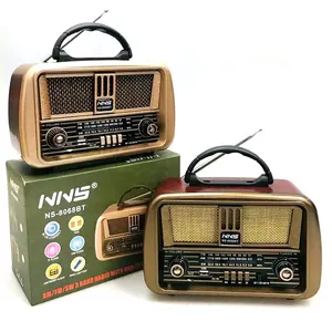 8068bt NS-8068BT NNS กล่องไม้อเนกประสงค์สไตล์วินเทจแบบชาร์จไฟได้วิทยุ AM FM SW พร้อมช่อง BT และ USB TF