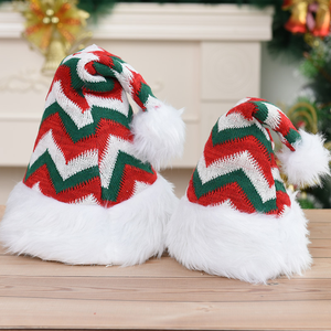 Hot Xmas Hat Decoration Santa Hat with Lining Li <strong>Felt</strong> <strong>Red</strong> and White Stripe Sequin Christmas Plush Christmas Hat for Adult Kids - Product Image 3
