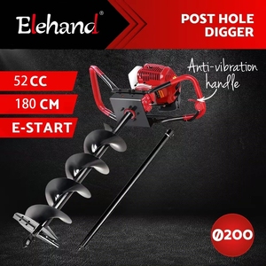 Máy khoan đào lỗ cọc, máy khoan đất công nghiệp 52cc chạy xăng, kèm đầu khoan, dụng cụ mở rộng hàng rào, mũi khoan trồng cây, máy làm đất bằng kim loại - Product Image 4