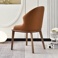 Chaises de salle à manger en cuir style nordique, chaises de restaurant modernes de luxe en bois noir pour salle à manger