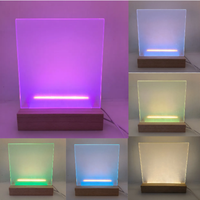 Nuevo tablero de mensajes transparente reescribible de acrílico en blanco luminoso inteligente, luz nocturna, lámpara de mesa con Base de madera Simple
