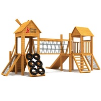 Ensemble de balançoires en bois et plastique au design simple, combinaison cabane d'escalade, en acier inoxydable, grande sécurité, capacité 5000 kg