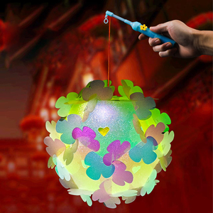 Tết trung thu cầm tay đèn lồng tròn mới tự làm hoa đồ chơi sáng lên với hiệu ứng phát sáng laser đầy màu sắc - Product Image 6