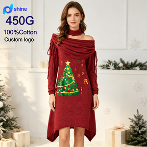 Robe en tricot à manches longues pour femmes avec imprimé sapin <span class=keywords><strong>de</strong></span> <span class=keywords><strong>Noël</strong></span> et col à volants, décontractée, automne-hiver, vente en gros - Product Image 1