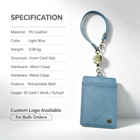 Porte-cartes en cuir PU personnalisé OEM, conception simple avec tirette pour un accès facile, porte-badge d'identification promotionnel pour les entreprises
