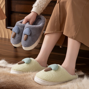 Pantuflas para Mujer, Otoño Invierno, Felpa, Suela Gruesa, Cálidas para Interiores, Antideslizantes, Diseño de Dibujos Animados, Punta Redonda, Suela de EVA, Estilo Afelpado - Product Image 1