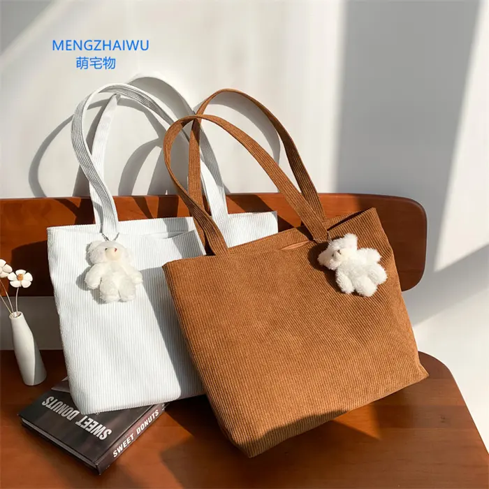 Peru best selling women hand bags handbag Street trend simple and large capacity clothing shopping bag corduroy cotton tote bag