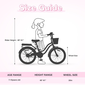 Vélo pour enfants ZUKKA <span class=keywords><strong>20</strong></span> <span class=keywords><strong>pouces</strong></span>, cadre en acier, vitesse unique, pour garçons et filles âgés de 7 à 10 ans, vélo pour enfants avec frein à bande - Product Image 3