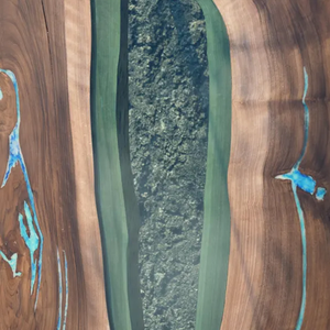 Tavolo da pranzo in resina epossidica con bordo e fiume tavolo da pranzo - Product Image 6