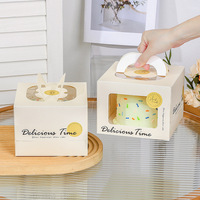 Boîte à gâteau transparente de 4 pouces de haut, boîte portable pour gâteau d'anniversaire, mousse, pâtisserie, emballage personnalisé avec logo