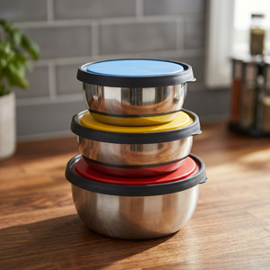 Stainless Steel <b>Silicone</b> Lid <b>Bowls</b> with Plastic Lids Eco-Friendly American Style Storage <b>Bowls</b> Indian Seller Supplier MIINOX - Product Image 2